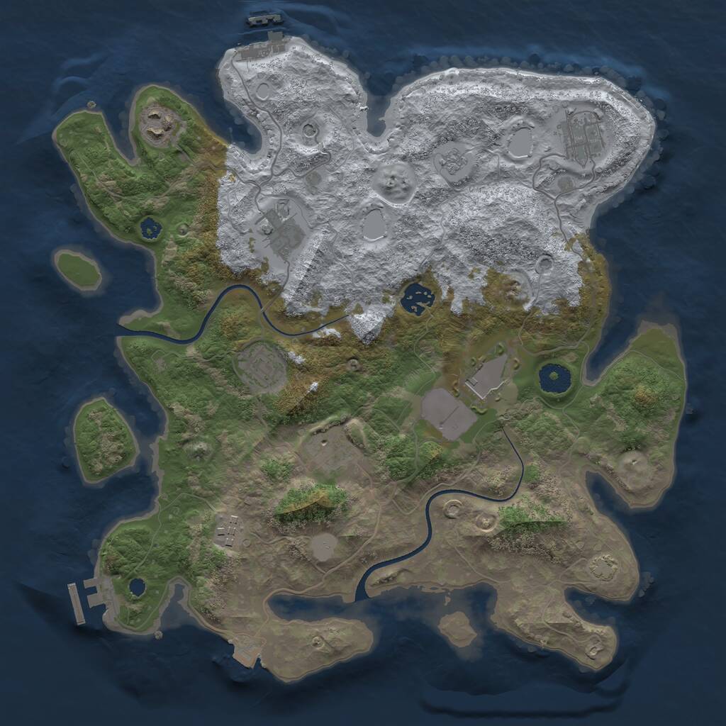 Rust Map: Procedural Map, Size: 3500, Seed: 8251979, 14 Monuments