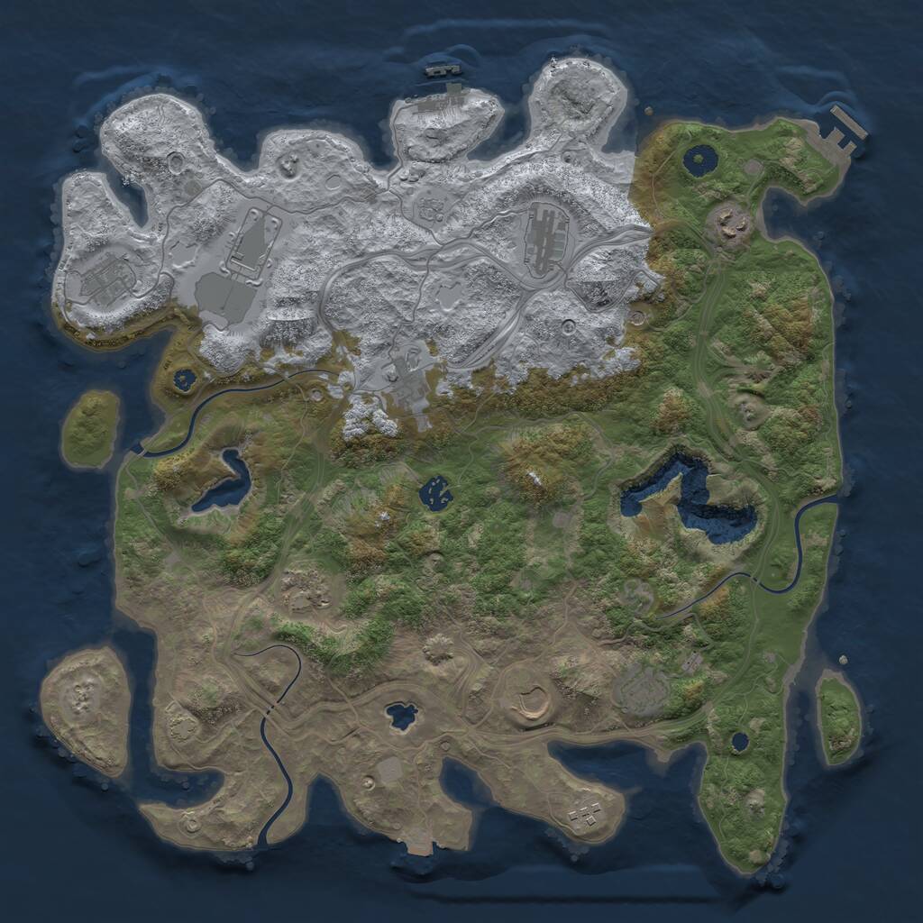 Rust Map: Procedural Map, Size: 4250, Seed: 874373, 16 Monuments