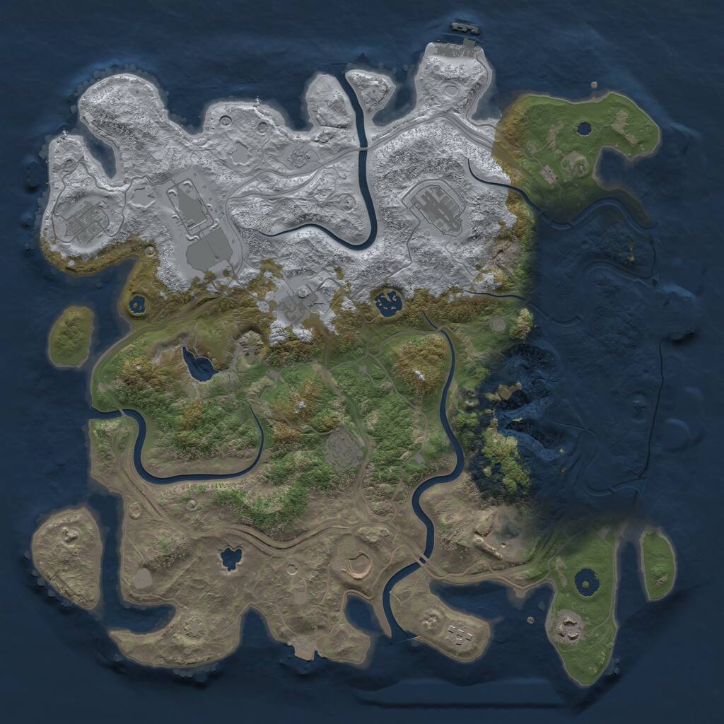 Rust Map: Procedural Map, Size: 4250, Seed: 874373, 16 Monuments