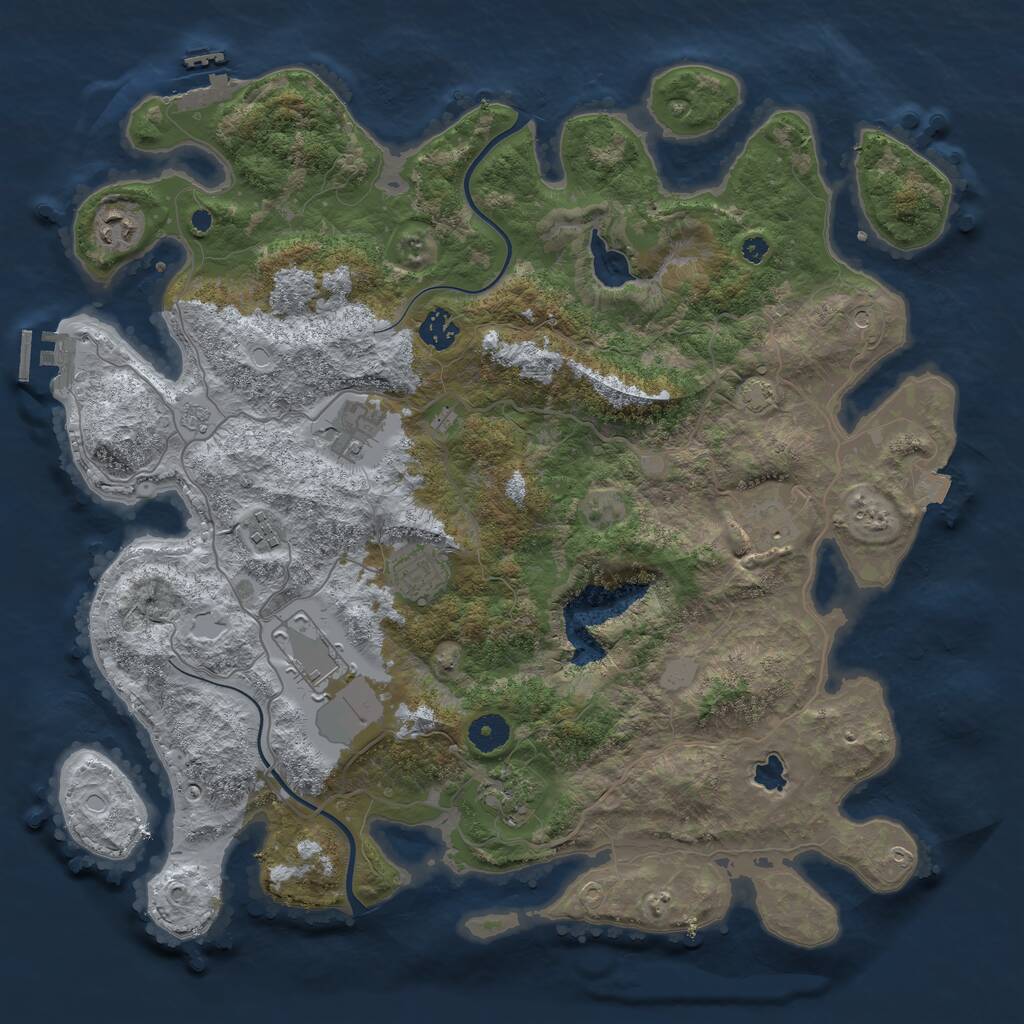 Rust Map: Procedural Map, Size: 4000, Seed: 1943154767, 14 Monuments