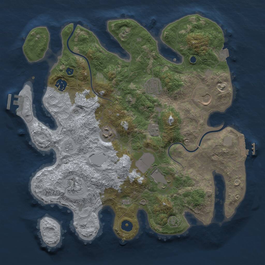 Rust Map: Procedural Map, Size: 3500, Seed: 1012458813, 13 Monuments