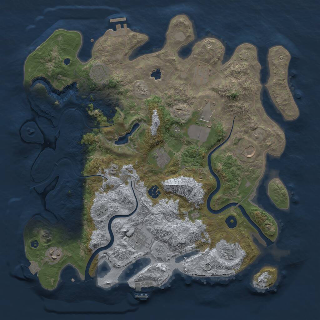 Rust Map: Procedural Map, Size: 4000, Seed: 152025, 16 Monuments