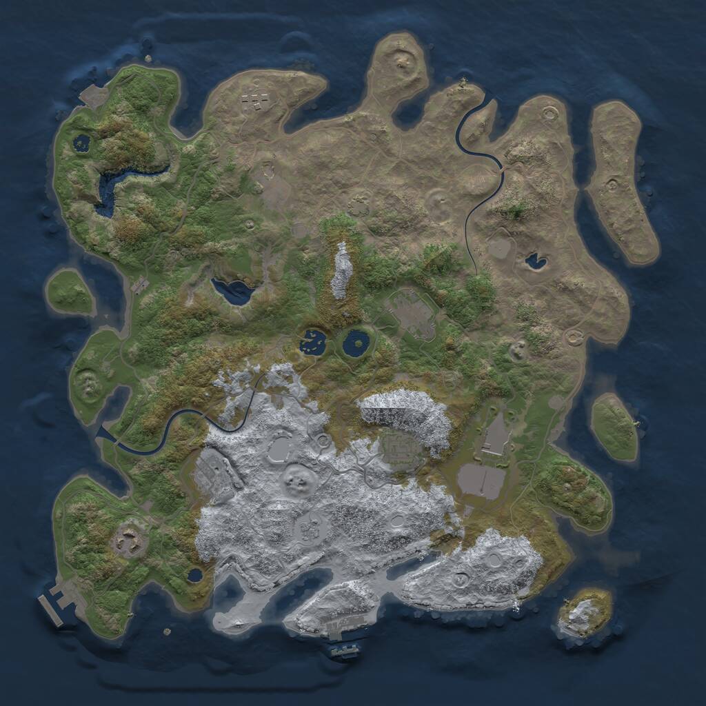 Rust Map: Procedural Map, Size: 4000, Seed: 152025, 14 Monuments