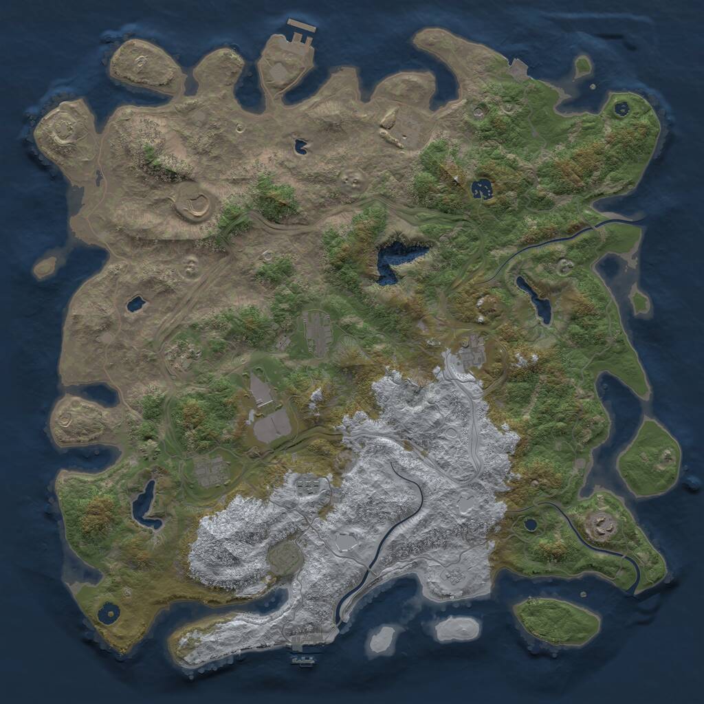 Rust Map: Procedural Map, Size: 4900, Seed: 1498469579, 17 Monuments