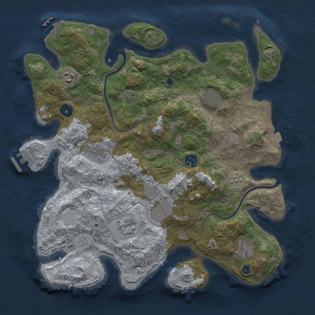 Rust Map: Procedural Map, Size: 3750, Seed: 6666, 14 Monuments