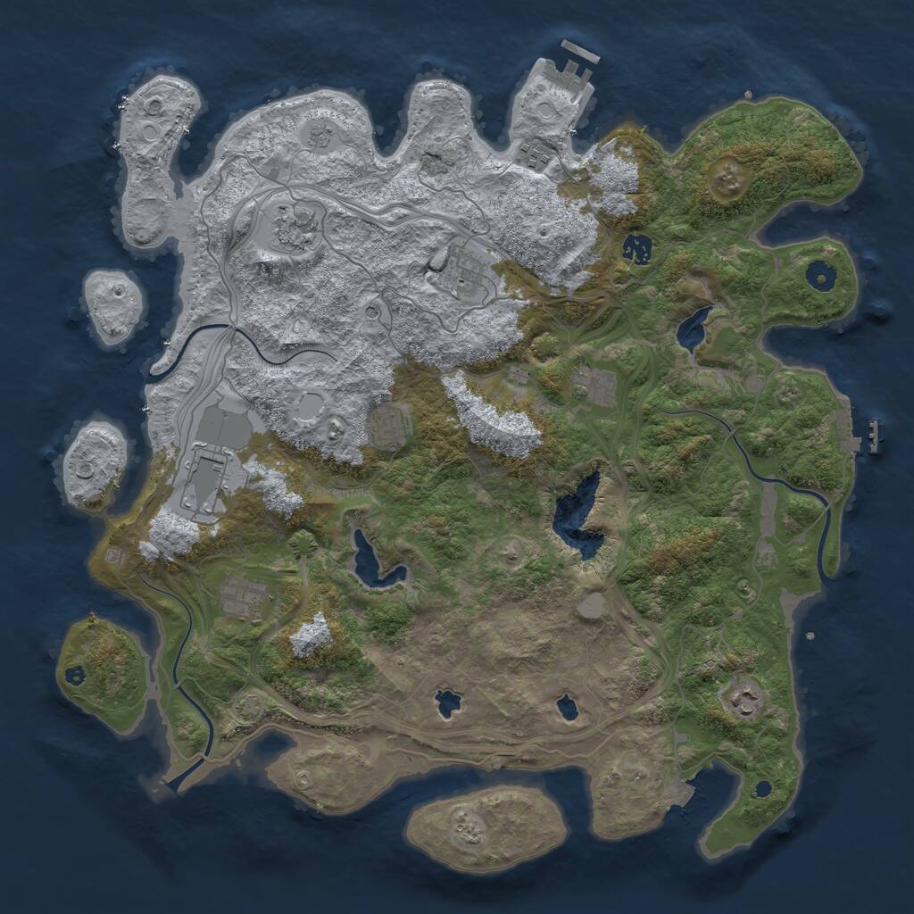 Rust Map: Procedural Map, Size: 4500, Seed: 1366823092, 15 Monuments