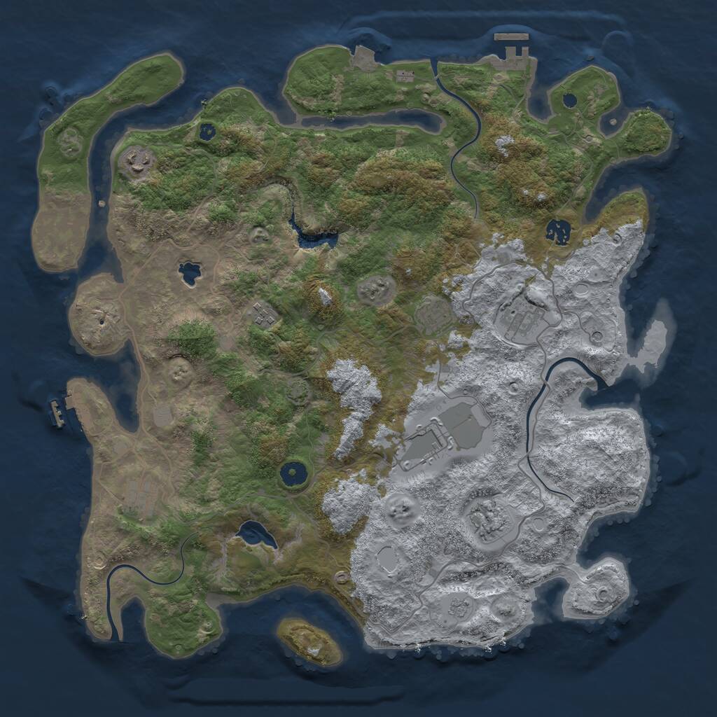 Rust Map: Procedural Map, Size: 4200, Seed: 487561, 14 Monuments