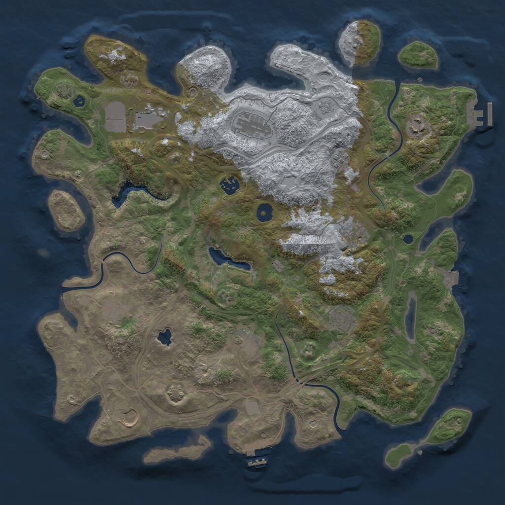 Rust Map: Procedural Map, Size: 4250, Seed: 54068886, 16 Monuments