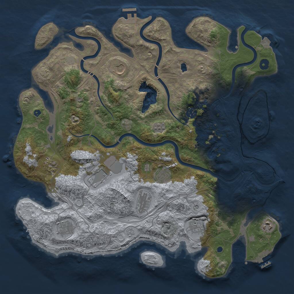 Rust Map: Procedural Map, Size: 4250, Seed: 645609060, 16 Monuments