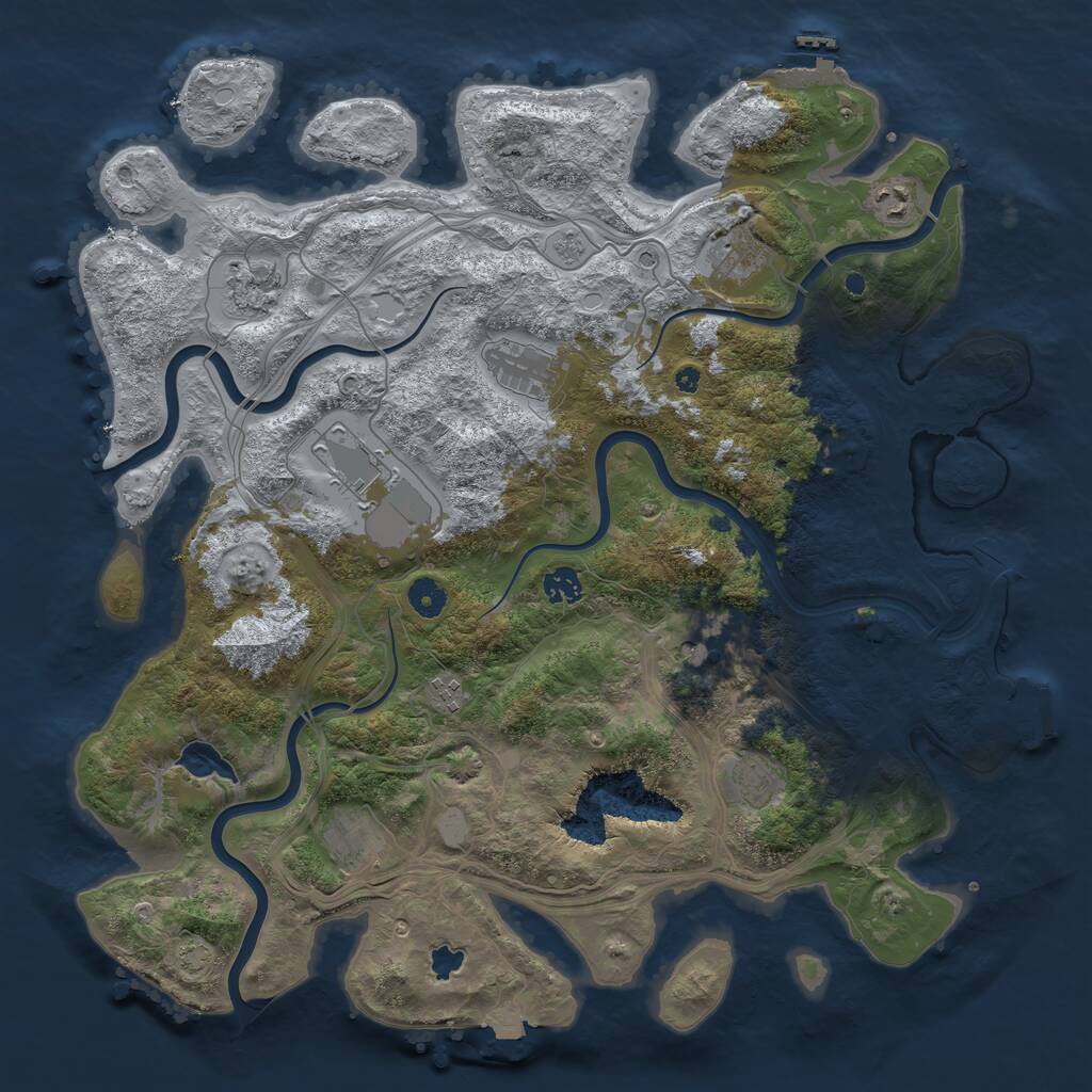 Rust Map: Procedural Map, Size: 4300, Seed: 2020467623, 16 Monuments