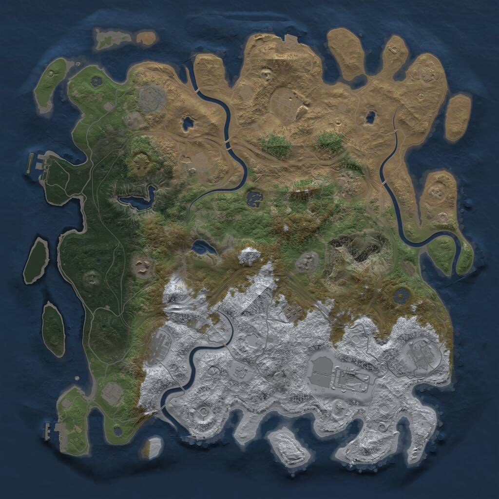 Rust Map: Procedural Map, Size: 4500, Seed: 169420, 18 Monuments