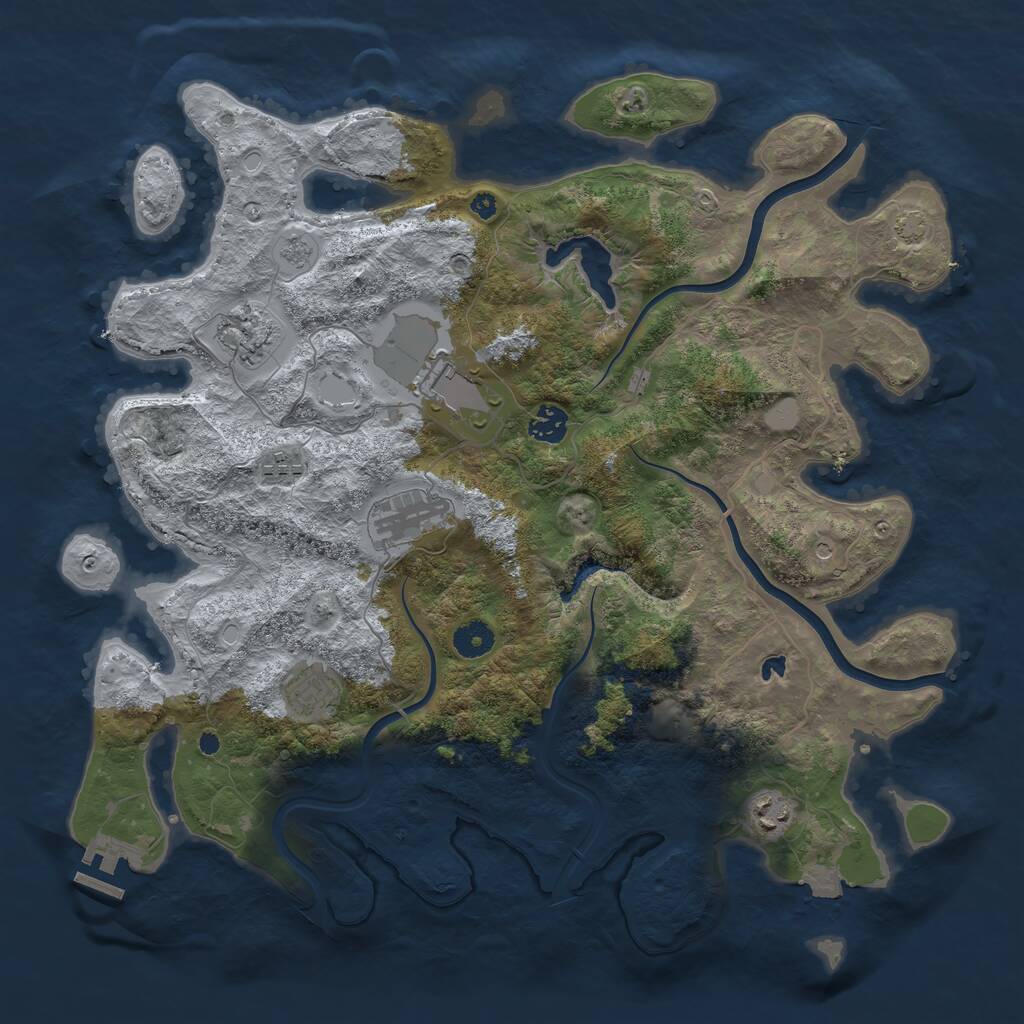 Rust Map: Procedural Map, Size: 4000, Seed: 301831157, 12 Monuments