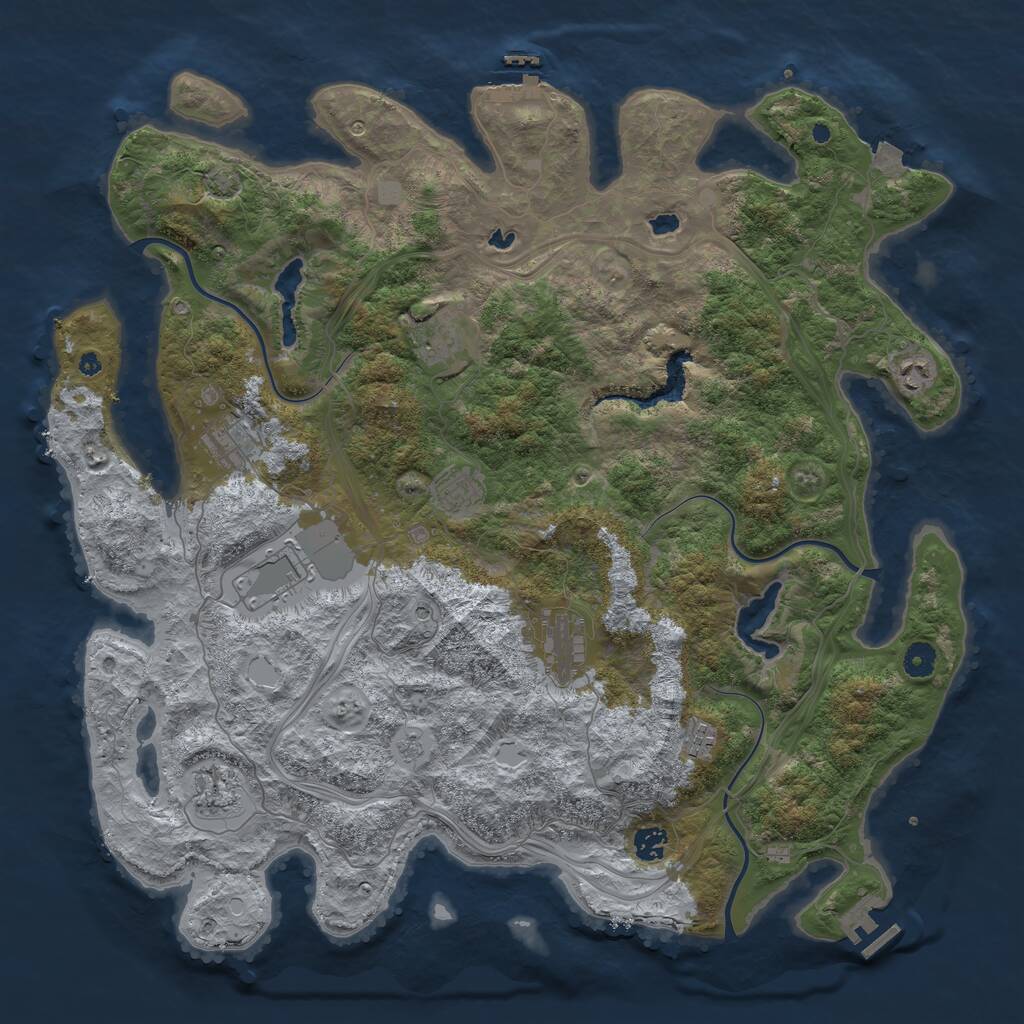 Rust Map: Procedural Map, Size: 4500, Seed: 970039751, 15 Monuments