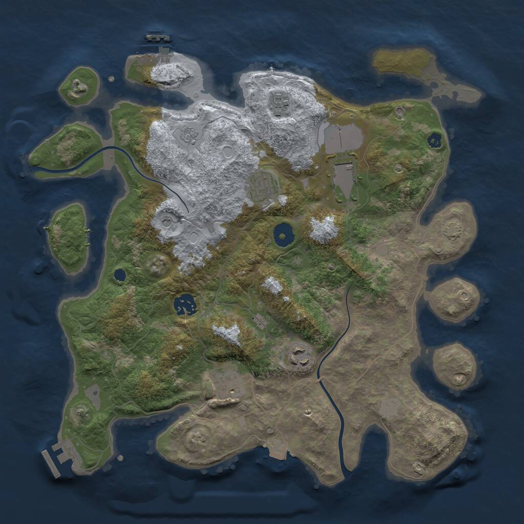 Rust Map: Procedural Map, Size: 3500, Seed: 1641843211, 12 Monuments