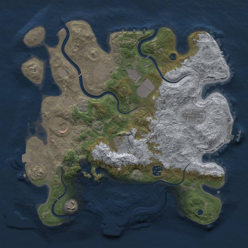 Rust Map: Procedural Map, Size: 3500, Seed: 49984, 14 Monuments