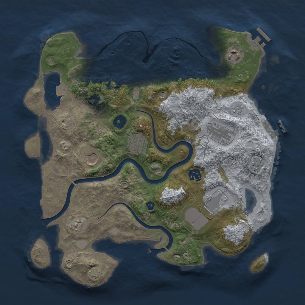 Rust Map: Procedural Map, Size: 3500, Seed: 56667, 13 Monuments