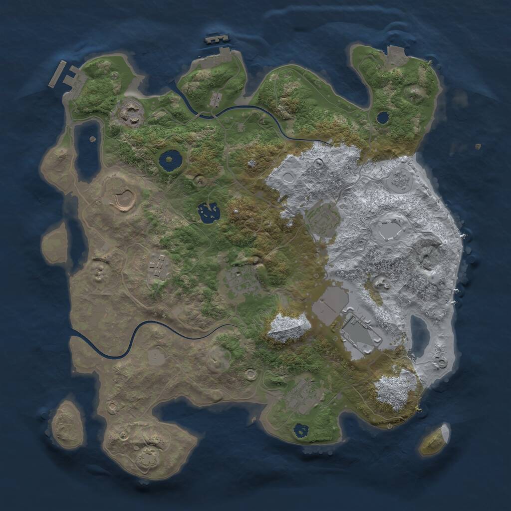Rust Map: Procedural Map, Size: 3500, Seed: 56667, 13 Monuments