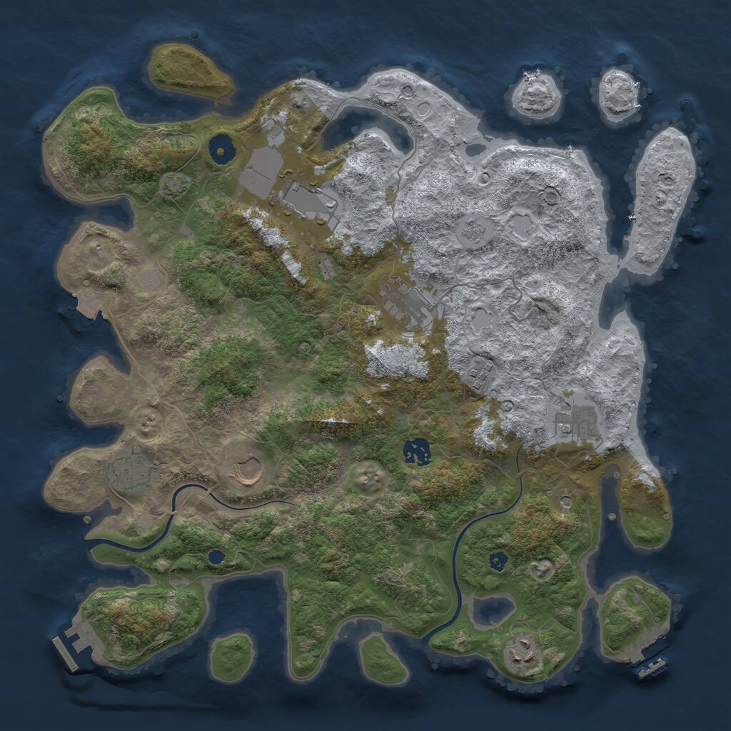 Rust Map: Procedural Map, Size: 3850, Seed: 392406639, 14 Monuments