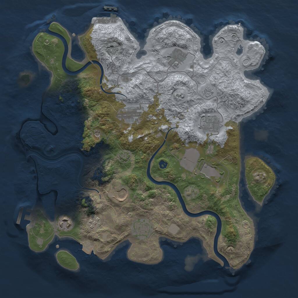Rust Map: Procedural Map, Size: 3500, Seed: 329887056, 14 Monuments