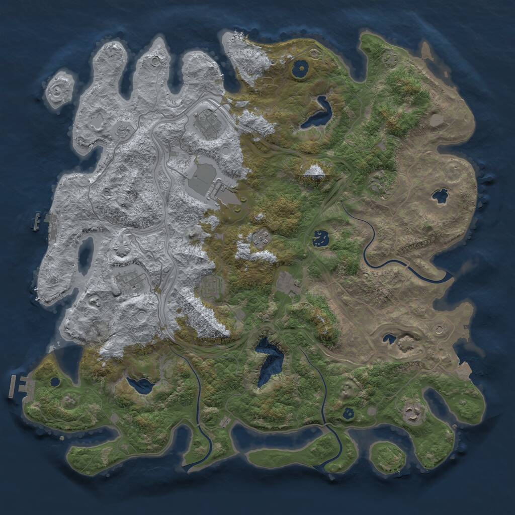 Rust Map: Procedural Map, Size: 4500, Seed: 950498401, 15 Monuments