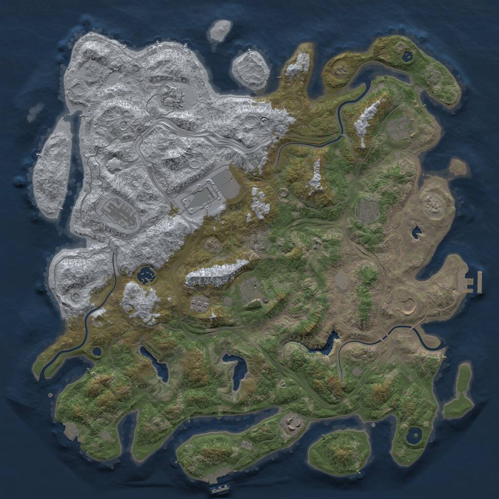 Rust Map: Procedural Map, Size: 4500, Seed: 38277909, 16 Monuments