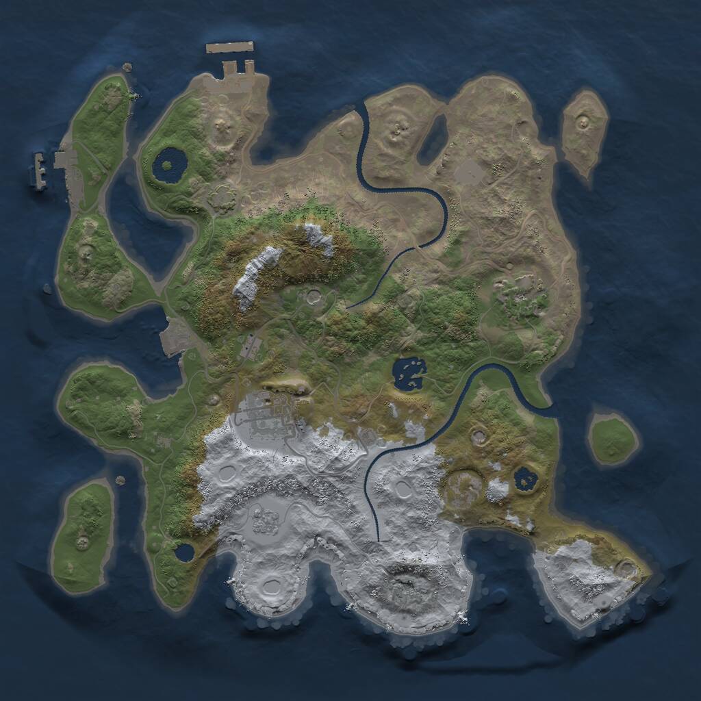 Rust Map: Procedural Map, Size: 3000, Seed: 1444900051, 9 Monuments