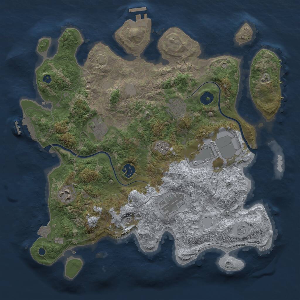 Rust Map: Procedural Map, Size: 3500, Seed: 1785330644, 13 Monuments