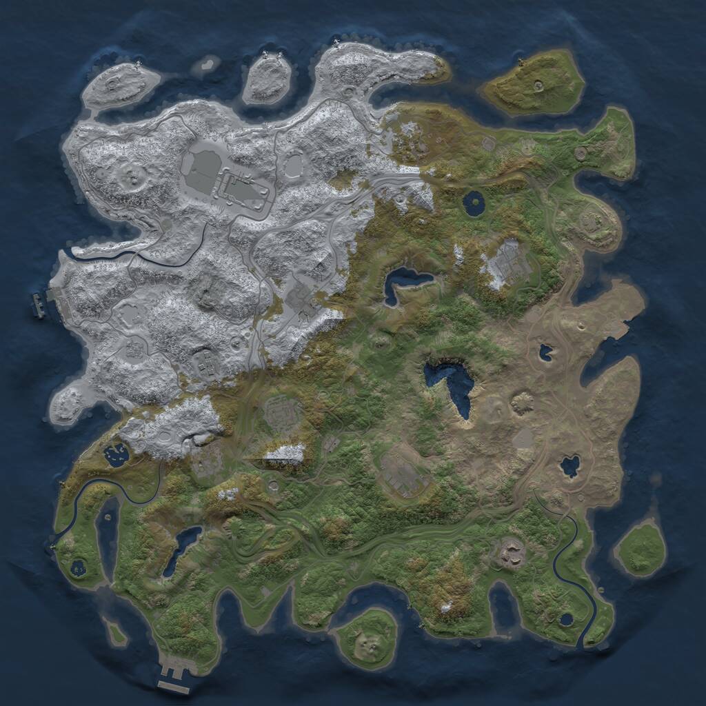 Rust Map: Procedural Map, Size: 4500, Seed: 130194686, 16 Monuments