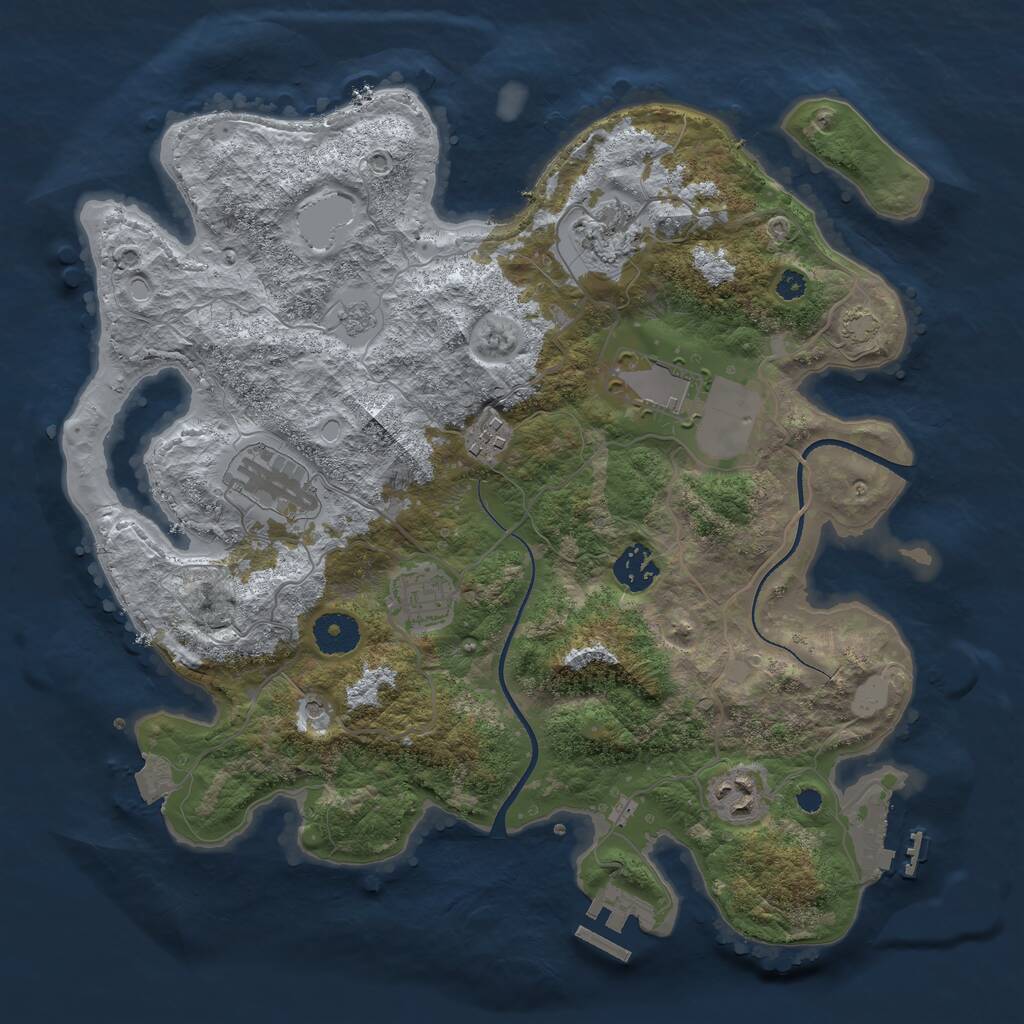 Rust Map: Procedural Map, Size: 3500, Seed: 286859502, 13 Monuments