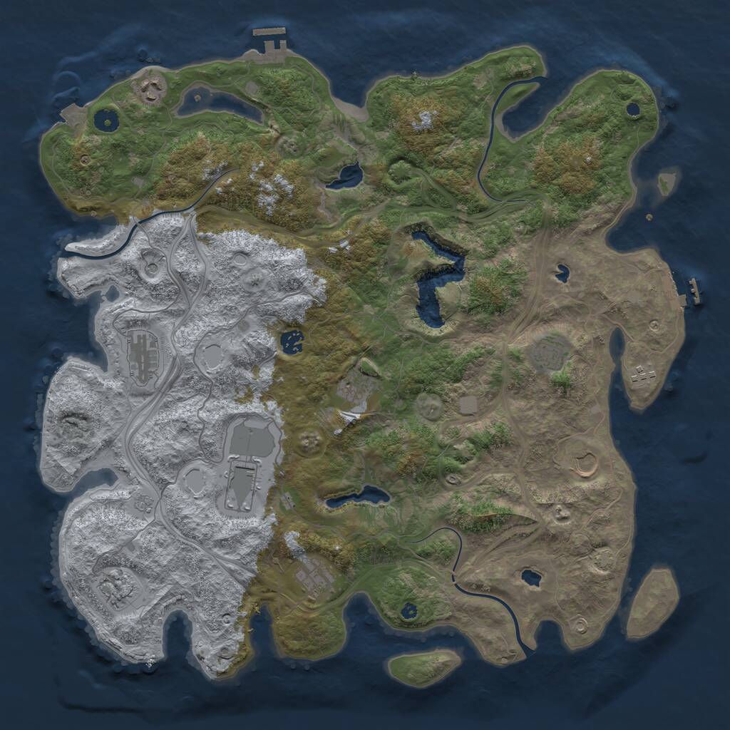 Rust Map: Procedural Map, Size: 4500, Seed: 439020581, 16 Monuments