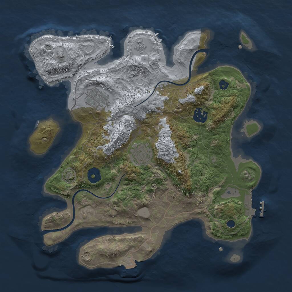 Rust Map: Procedural Map, Size: 3000, Seed: 1623921870, 7 Monuments