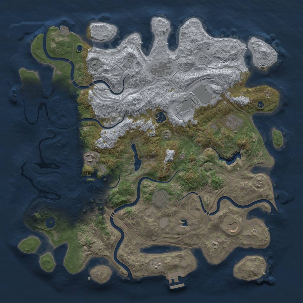 Rust Map: Procedural Map, Size: 4250, Seed: 1955858145, 14 Monuments