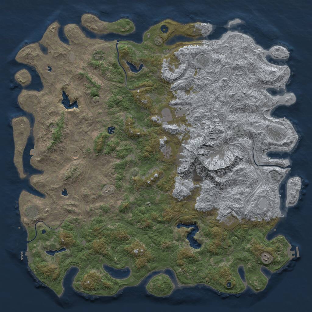 Rust Map: Procedural Map, Size: 6000, Seed: 1629, 17 Monuments