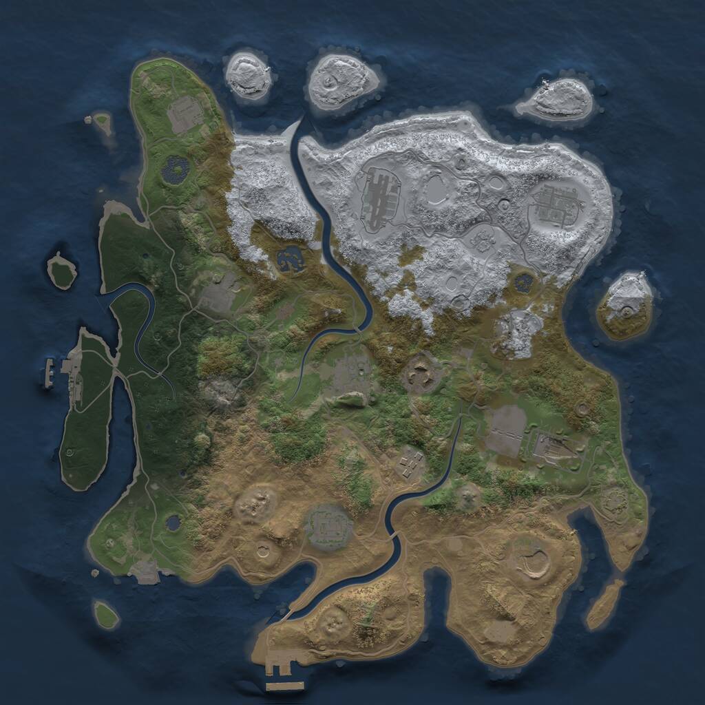 Rust Map: Procedural Map, Size: 3750, Seed: 1933691002, 19 Monuments