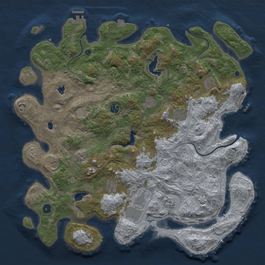 Rust Map: Procedural Map, Size: 4500, Seed: 481959, 16 Monuments
