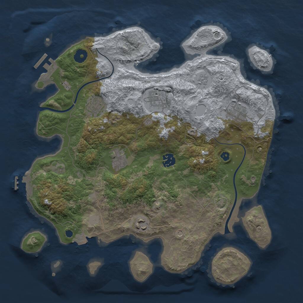 Rust Map: Procedural Map, Size: 3400, Seed: 1674837218, 12 Monuments