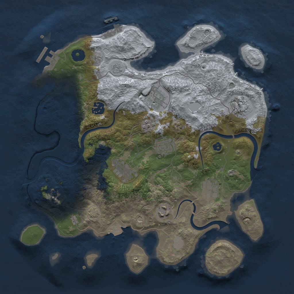 Rust Map: Procedural Map, Size: 3400, Seed: 1674837218, 14 Monuments