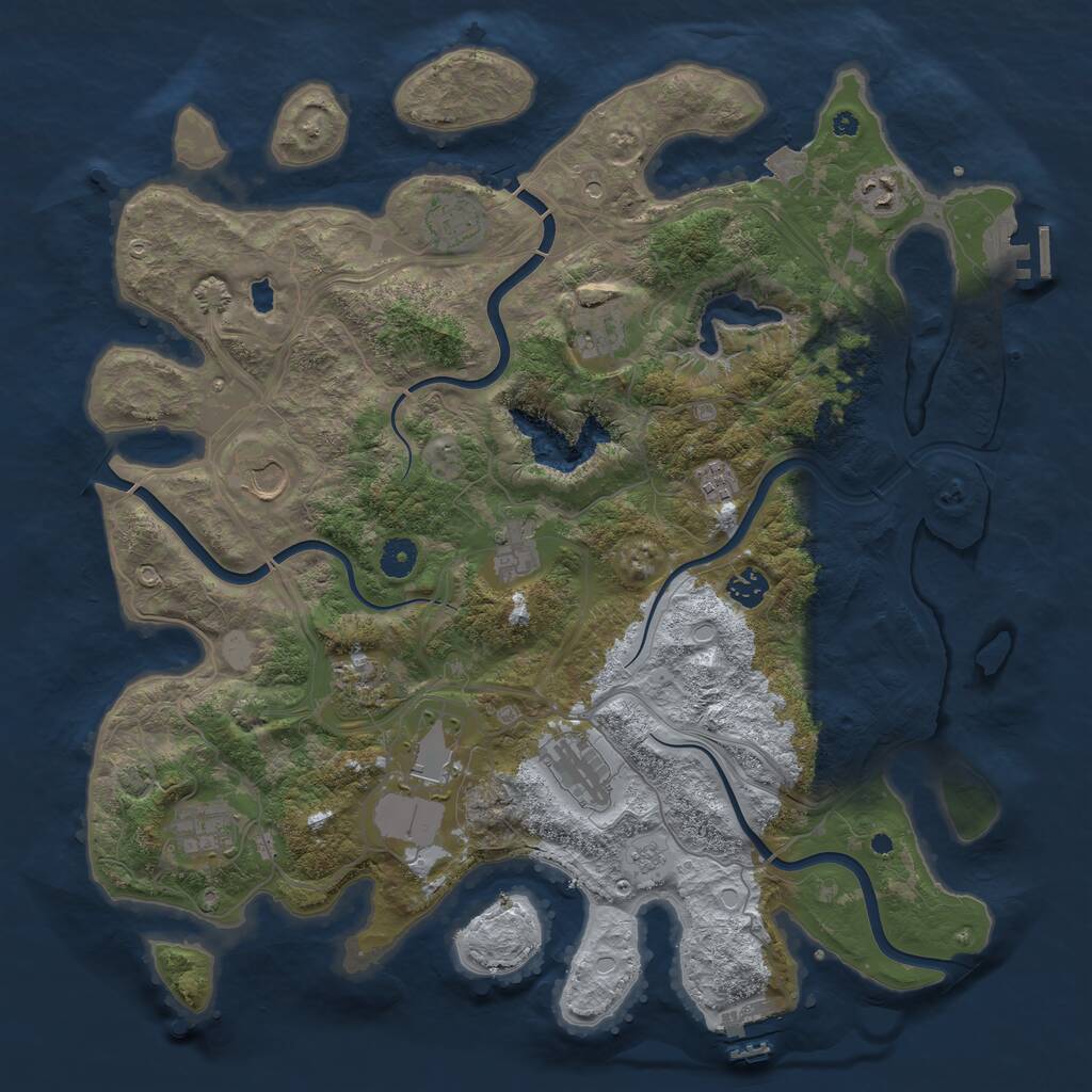 Rust Map: Procedural Map, Size: 4250, Seed: 1516570381, 17 Monuments