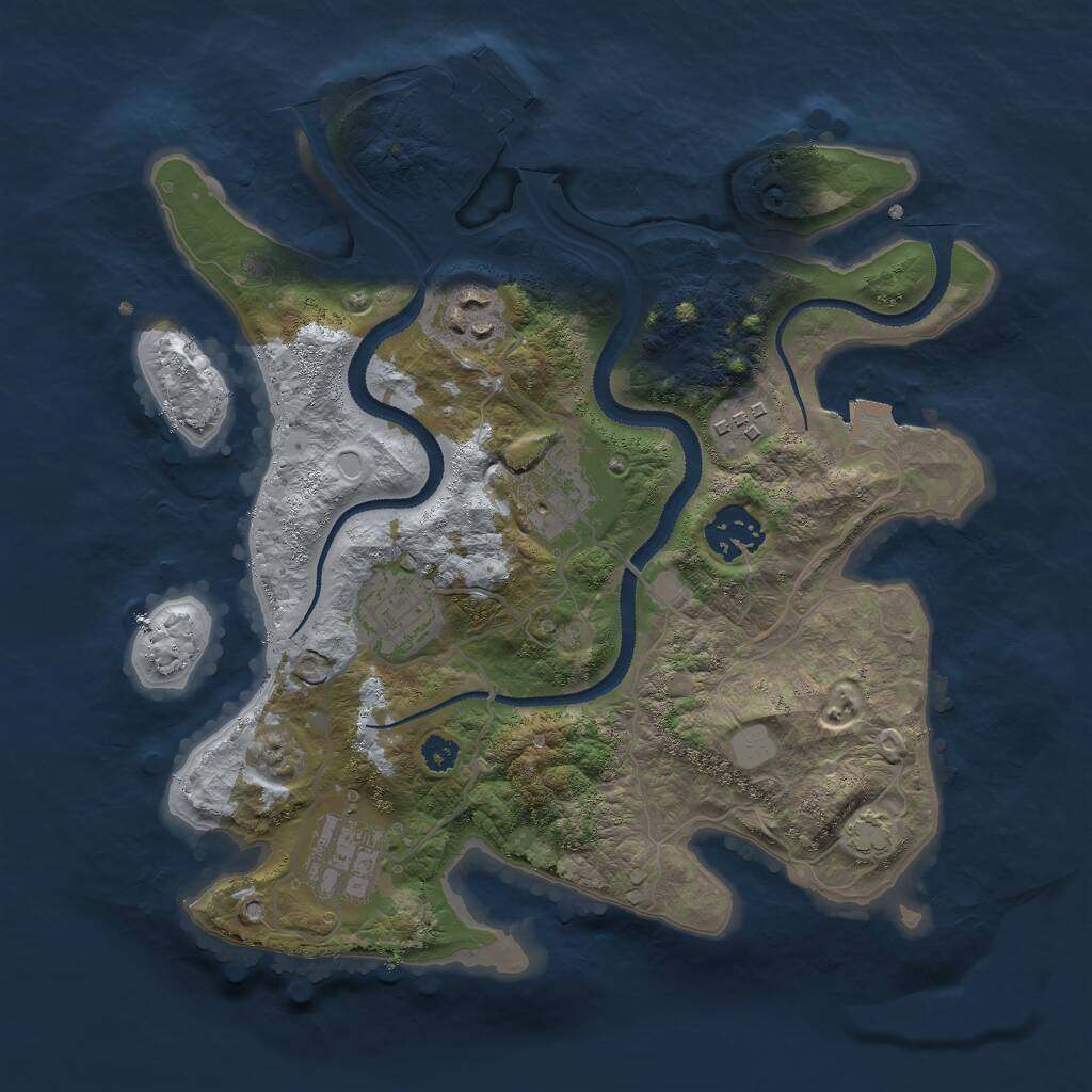 Rust Map: Procedural Map, Size: 3000, Seed: 23302, 9 Monuments