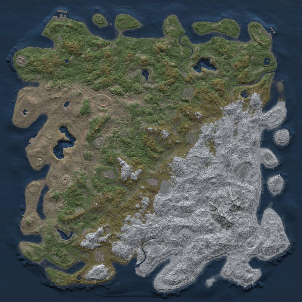 Rust Map: Procedural Map, Size: 6000, Seed: 76546783, 17 Monuments