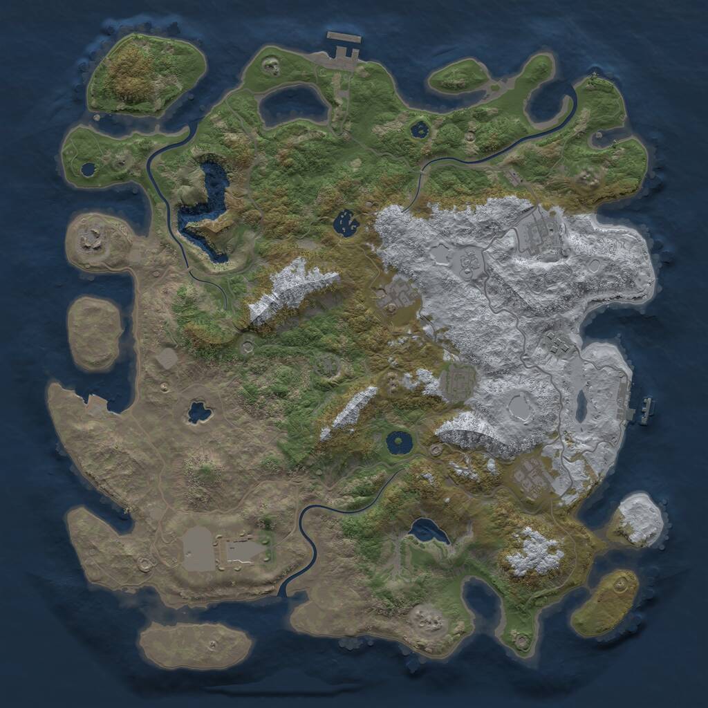 Rust Map: Procedural Map, Size: 4200, Seed: 500109, 14 Monuments