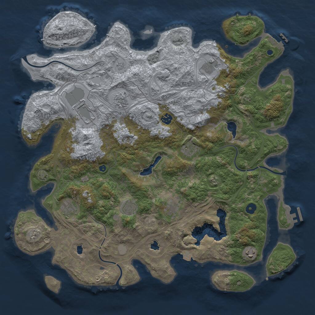 Rust Map: Procedural Map, Size: 4500, Seed: 518044333, 16 Monuments