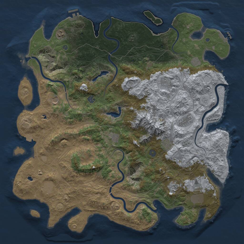Rust Map: Procedural Map, Size: 5000, Seed: 703023538, 19 Monuments
