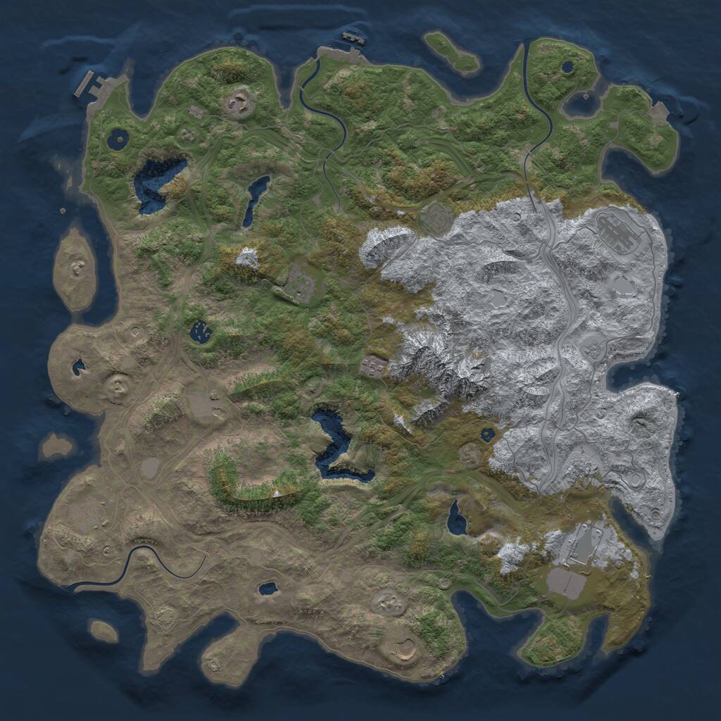 Rust Map: Procedural Map, Size: 5000, Seed: 703023538, 17 Monuments