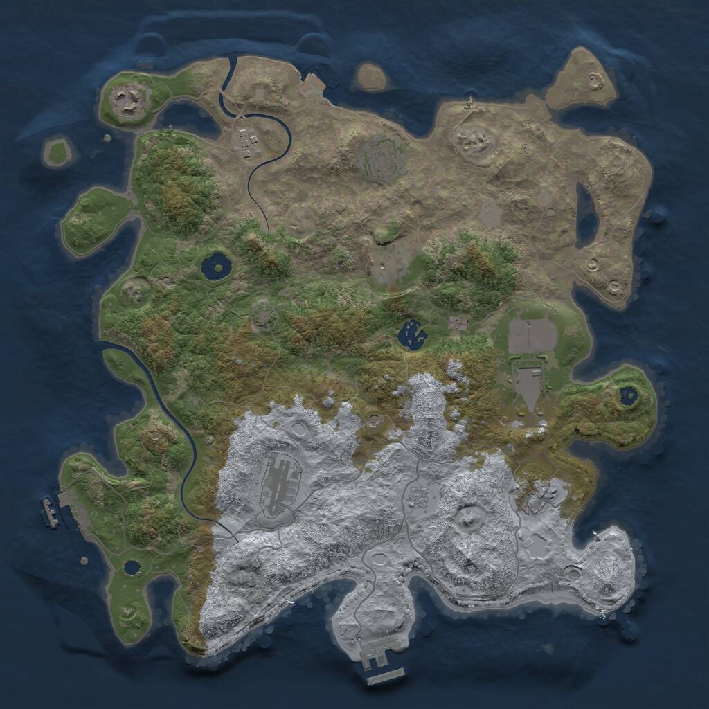 Rust Map: Procedural Map, Size: 3750, Seed: 581824986, 14 Monuments
