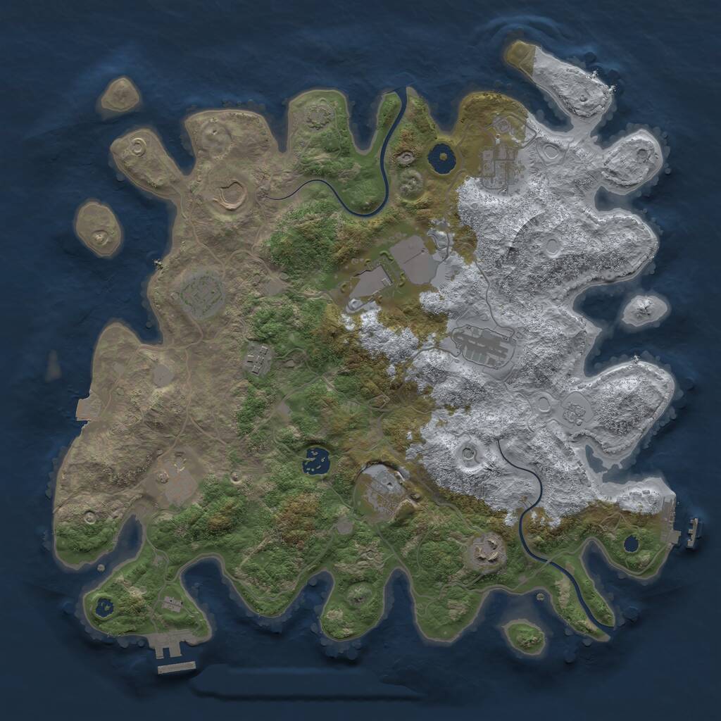 Rust Map: Procedural Map, Size: 3850, Seed: 1414837023, 16 Monuments