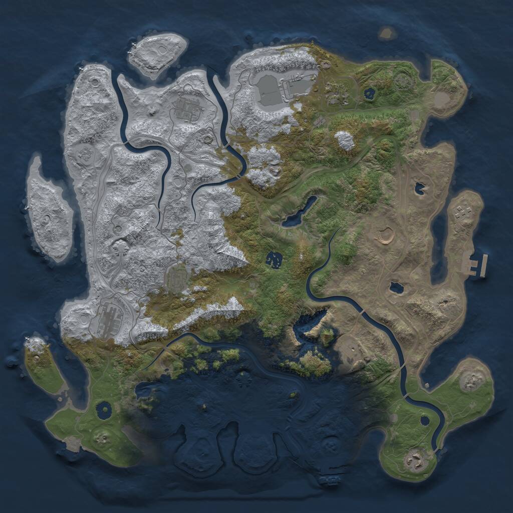 Rust Map: Procedural Map, Size: 4500, Seed: 426053501, 16 Monuments
