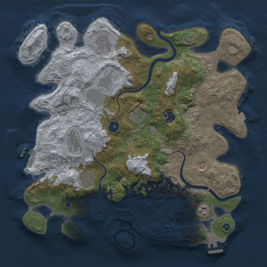 Rust Map: Procedural Map, Size: 3750, Seed: 1097862865, 16 Monuments