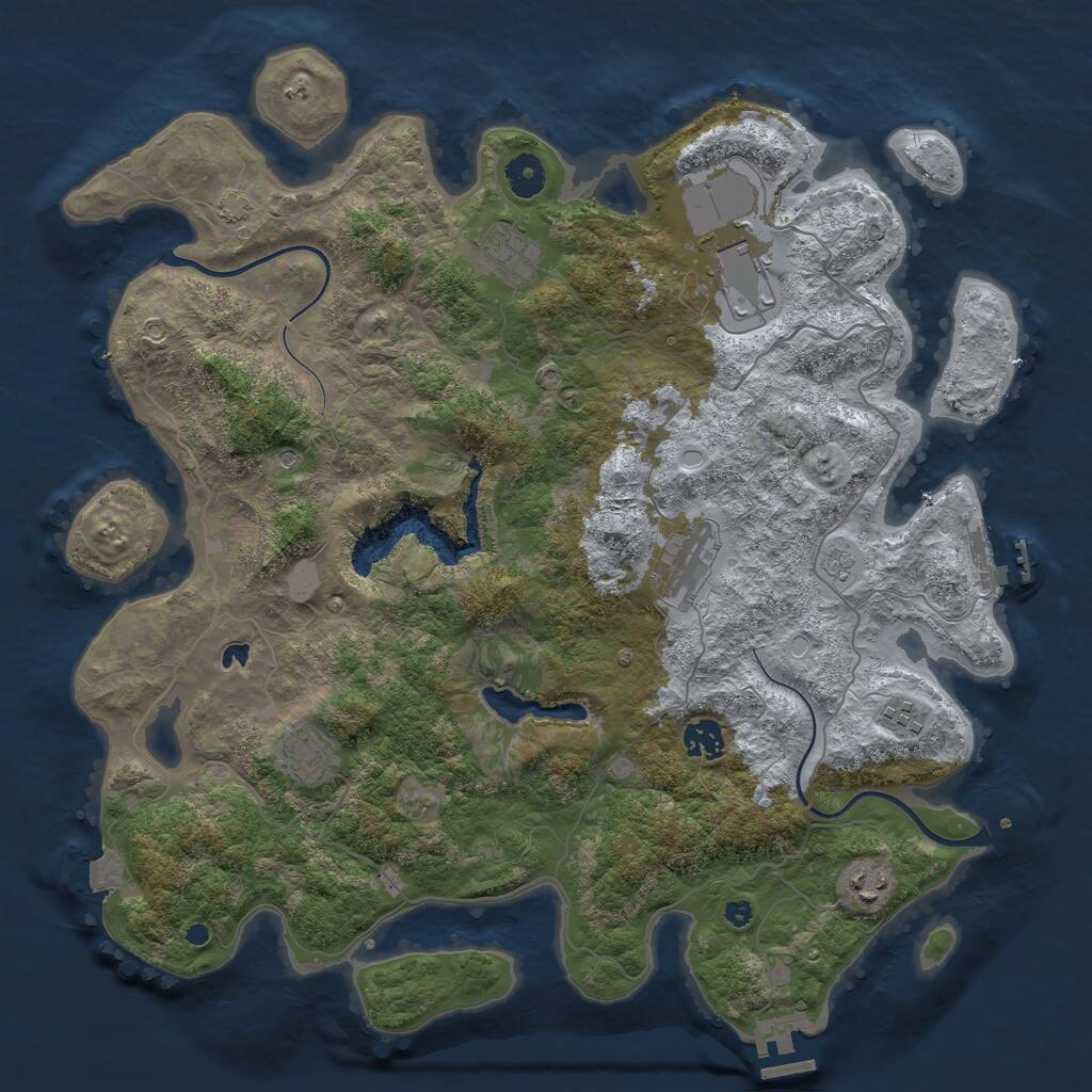 Rust Map: Procedural Map, Size: 4000, Seed: 661120873, 13 Monuments