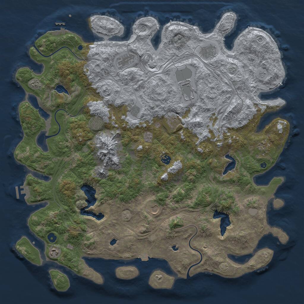 Rust Map: Procedural Map, Size: 5000, Seed: 55040663, 17 Monuments